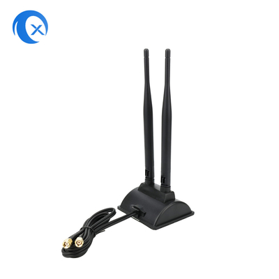 Antenne WiFi 6dBi avec connecteur mâle RP-SMA 2.4GHz 5GHz Base magnétique à double bande pour les routeurs sans fil WiFi PCI-E