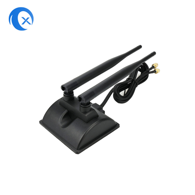 Antenne WiFi 6dBi avec connecteur mâle RP-SMA 2.4GHz 5GHz Base magnétique à double bande pour les routeurs sans fil WiFi PCI-E